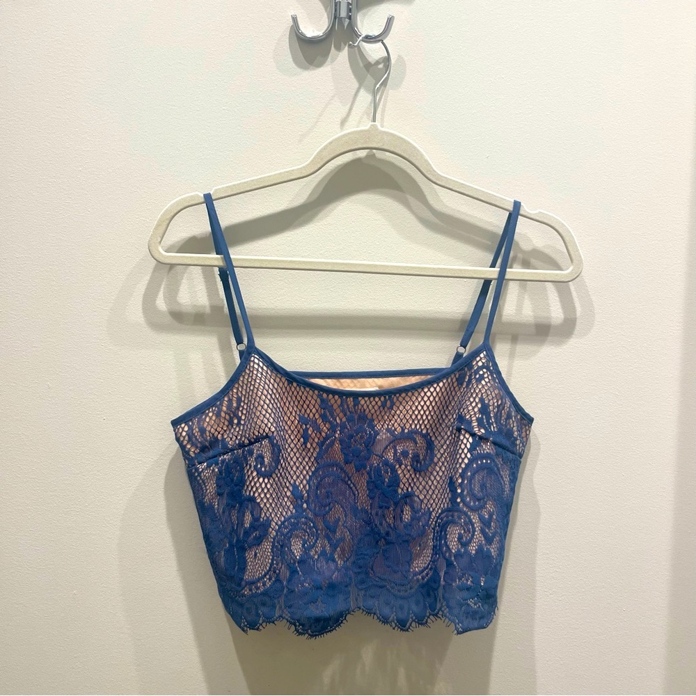 WYLDR Blue Lace Cami Crop Top